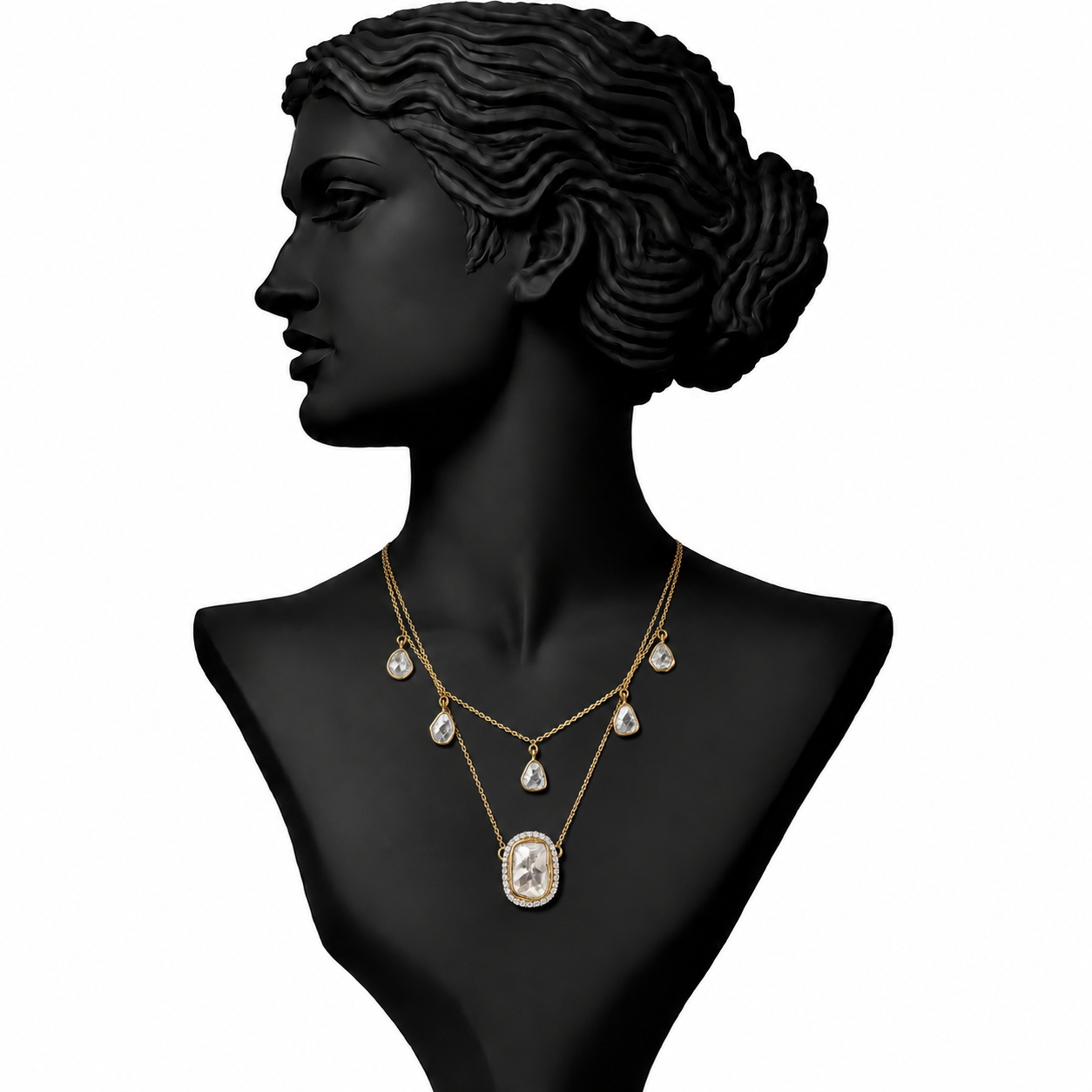 Izzari Celeste Layered Diamond Necklace in 18K Gold