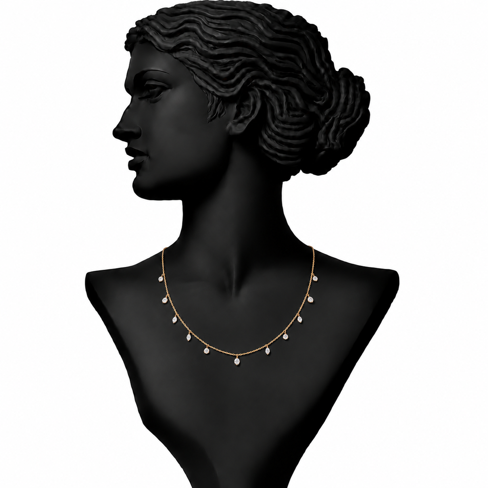 Delicate Diamond Chain Necklace in 18K Gold
