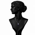 18K White Gold Blue Tanzanite Diamond Pendant Necklace