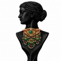 Rajvansh Polki Emerald Statement Necklace in 22K Gold | Luxury Heritage Fine Jewellery