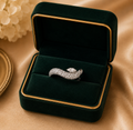 18K White Gold Diamond Wave Statement Ring