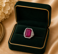 18K White Gold Pink Baguette Gemstone Statement Ring