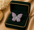 White Gold Pink Gemstone Butterfly Ring