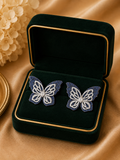 18K White Gold Blue Gemstone Butterfly Earrings