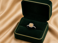 Golden Cushion Halo Diamond Ring in 18K White Gold