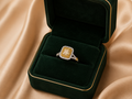 Golden Halo Diamond Ring in 18K White Gold