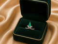 Emerald Drop Diamond Ring in 18K White Gold