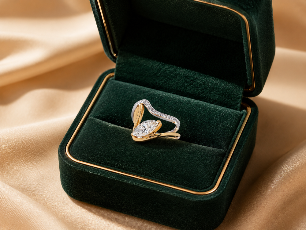 Infinity Wave Diamond Ring in 18K Gold & White Gold