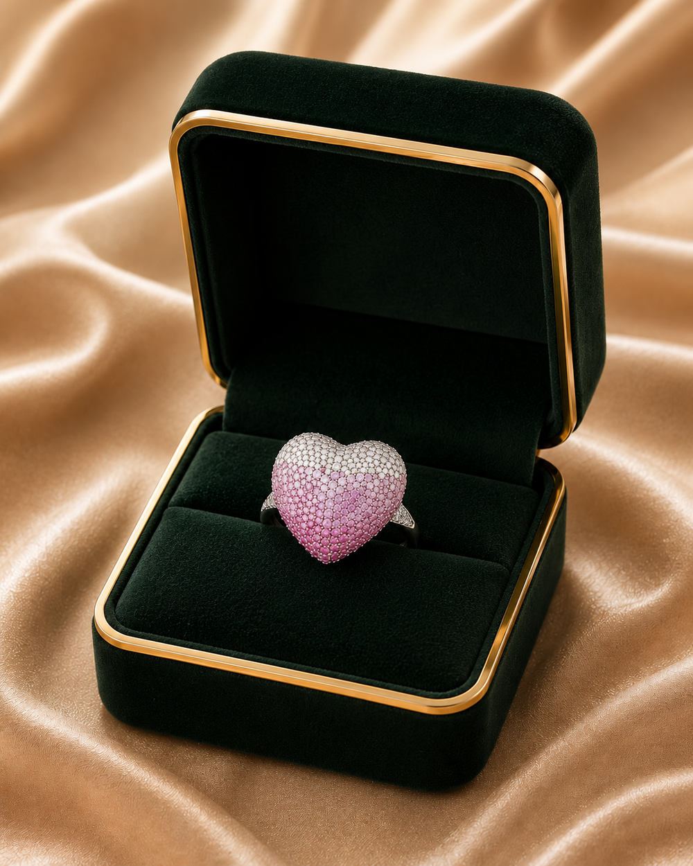 Strawberry Disco Heart Diamond Ring in 18K Gold