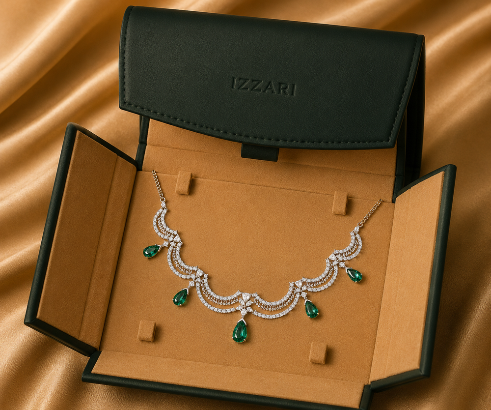 Emerald Diamond Couture Necklace in 18K Gold