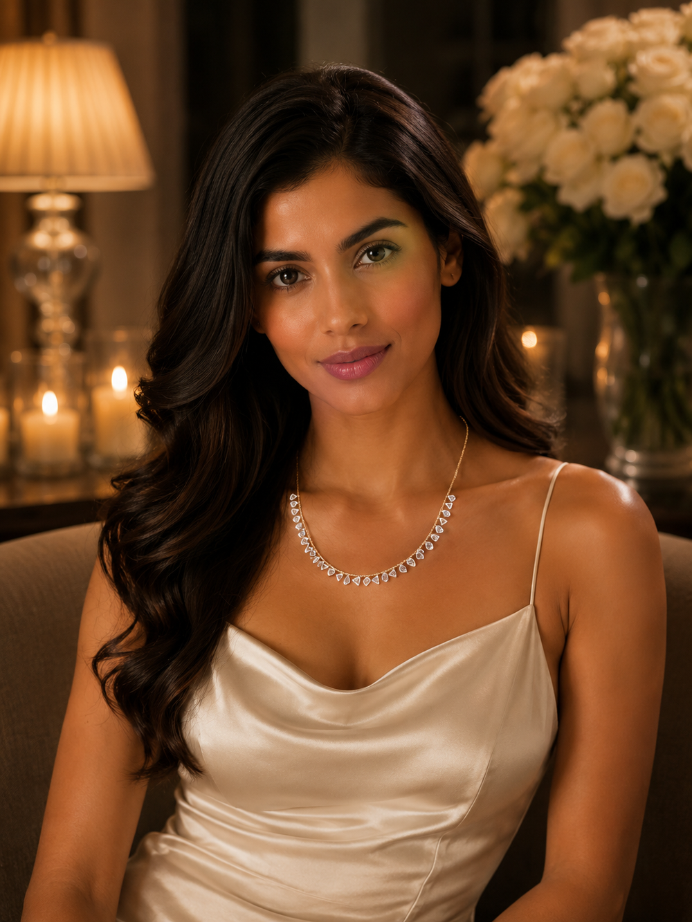 Rosé Cascade Rose Cut Diamond Necklace in 18K Gold | Luxury Fine Jewellery