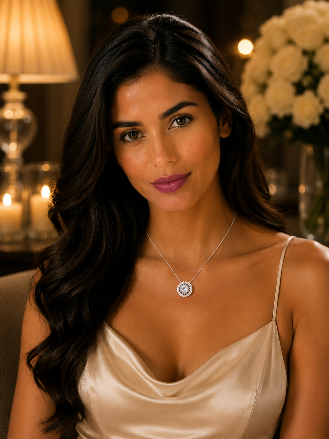 Rosé Halo Rose Cut Diamond Pendant Necklace in 18K Gold | Luxury Fine Jewellery