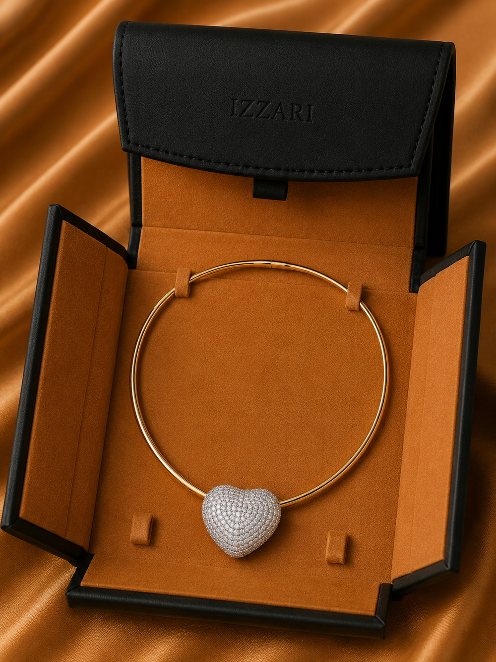 Disco Heart Diamond Collar Necklace in 18K Yellow Gold | Luxury Fine Jewellery