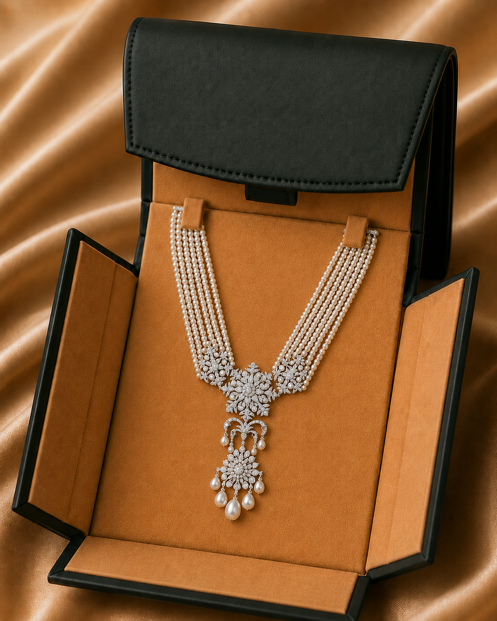 Regalia Pearl Drop Diamond Choker Necklace in 18K Gold | Luxury Fine Jewellery