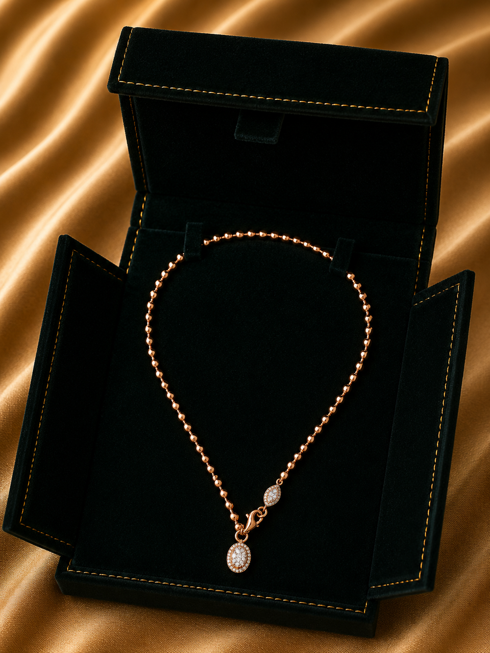 Rosé Solitaire Diamond Collar Necklace in 18K Gold | Luxury Fine Jewellery