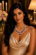 Ruby Cascade Diamond Statement Necklace in 14K Gold | Luxury Fine Jewellery