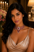 Ruby Royale Diamond Fringe Statement Necklace in 18K Gold | Luxury High Jewellery