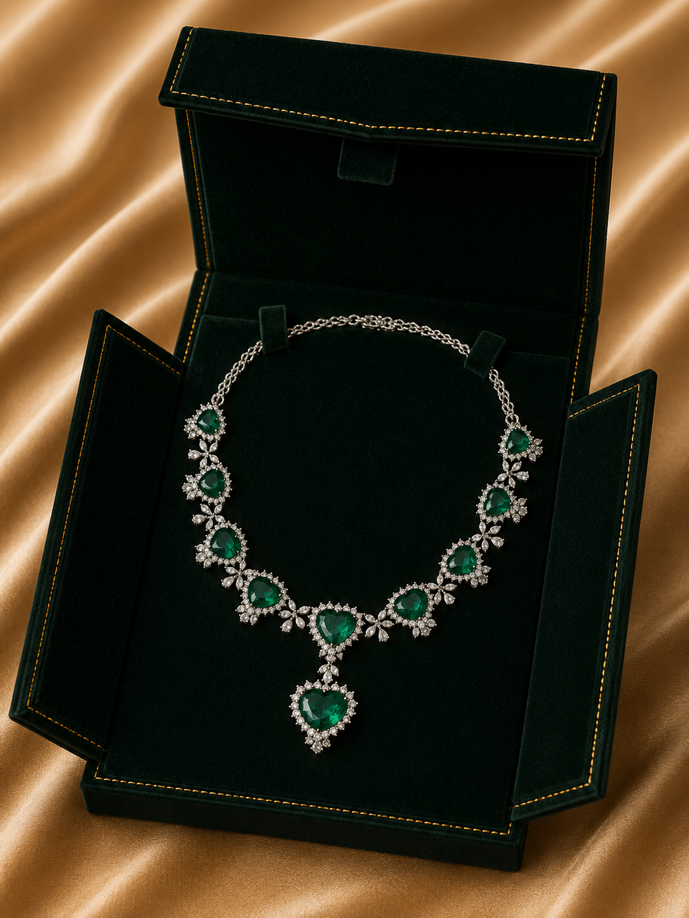 Royal Sapphire Drop Diamond Statement Necklace in 18K Gold | Luxury High Jewellery
