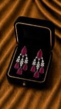 14K White Gold Ruby Diamond Chandelier Earrings