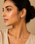 18K Rose Gold Pink Diamond Heart Stud Earrings