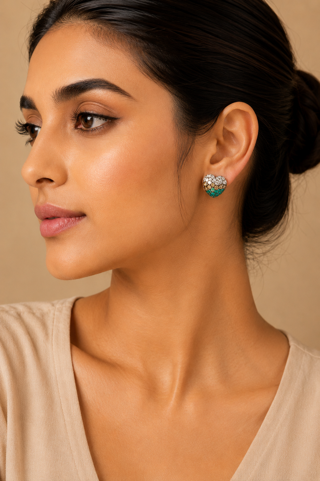 Green Diamond Halo Stud Earrings in 18K White Gold | Luxury Fine Jewellery