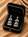 18K White Gold Diamond Jhumka Earrings