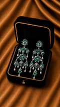 18K White Gold Emerald Floral Chandelier Earrings