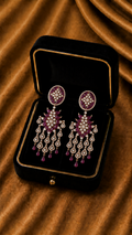18K White Gold Ruby Diamond Chandelier Earrings