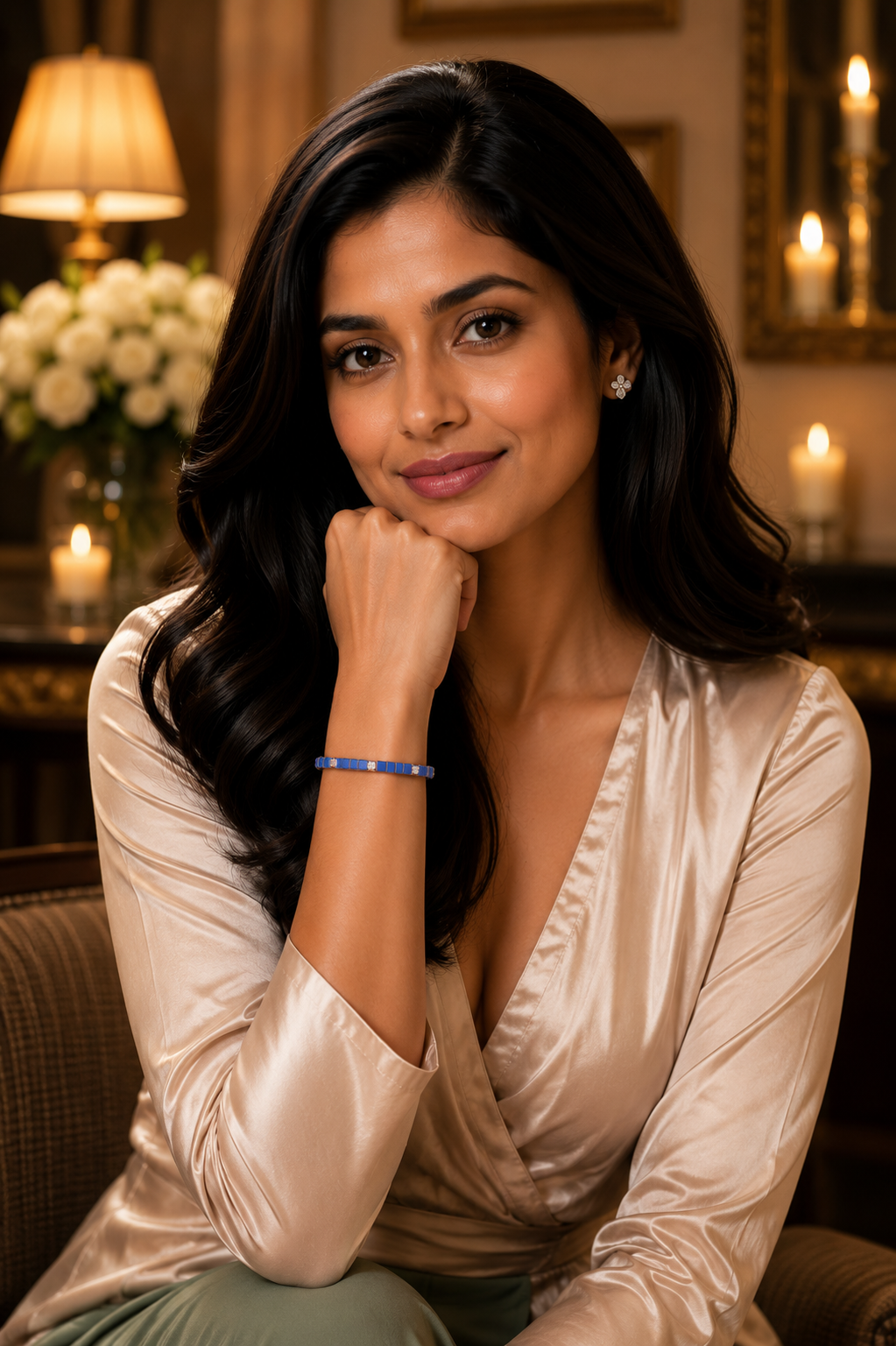 14K Gold Tenzanite Diamond Tennis Bracelet