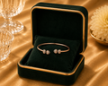 18K Rose Gold Black Diamond Open Cuff Bracelet