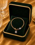 18K Gold Diamond Charm Beaded Bracelet
