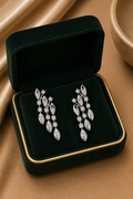 18K White Gold Pink Gemstone Diamond Earrings