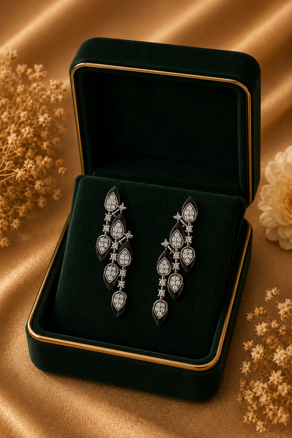 18K White Gold Vintage Diamond Drop Earrings