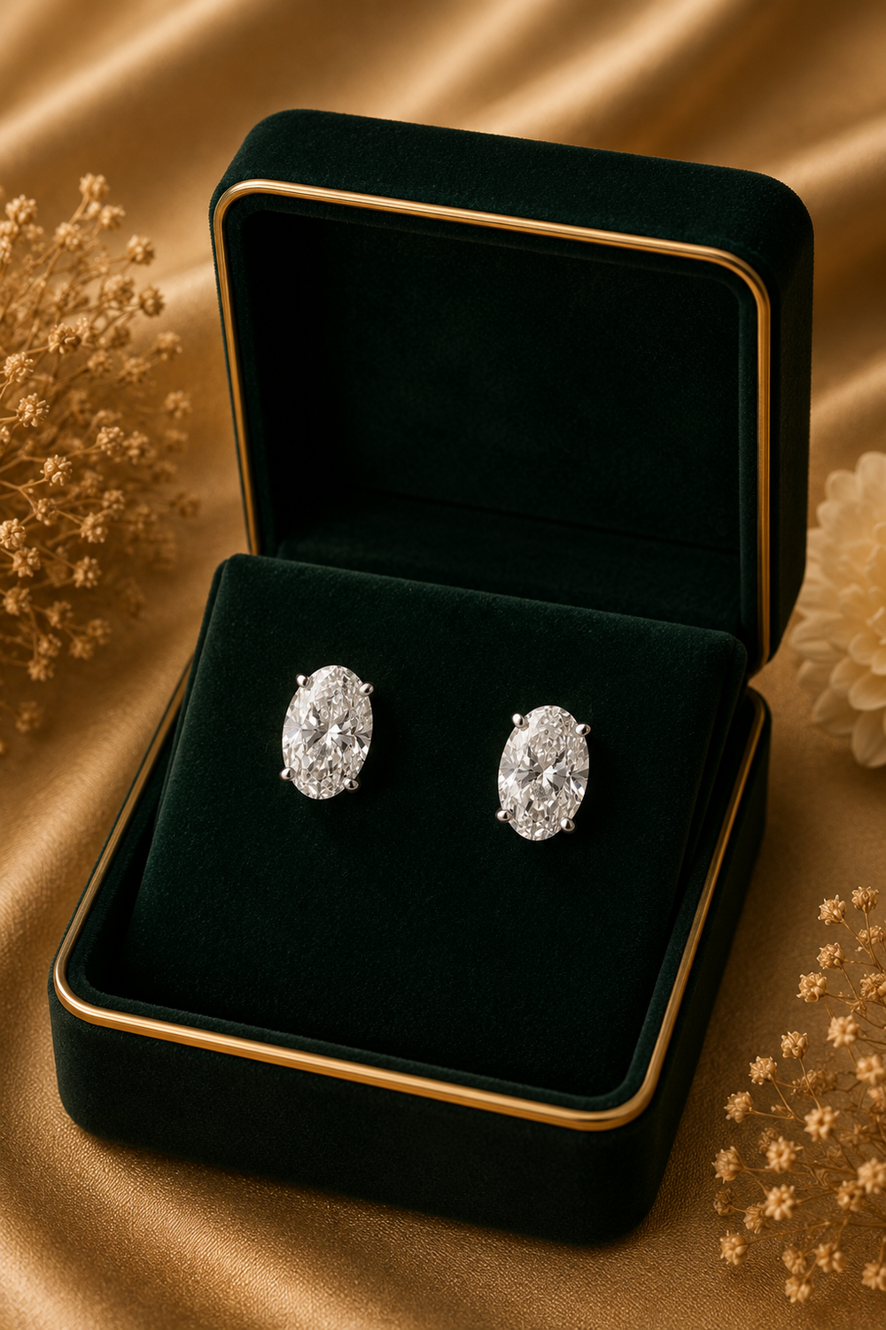 18K White Gold Diamond Cluster Stud Earrings
