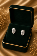 18K White Gold Diamond Cluster Stud Earrings