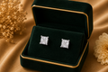 18K White Gold Emerald Cut Diamond Stud Earrings