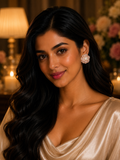 18K Rose Gold Golden South Sea Pearl Diamond Earrings