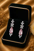 14K White Gold Pink Tourmaline Diamond Drop Earrings