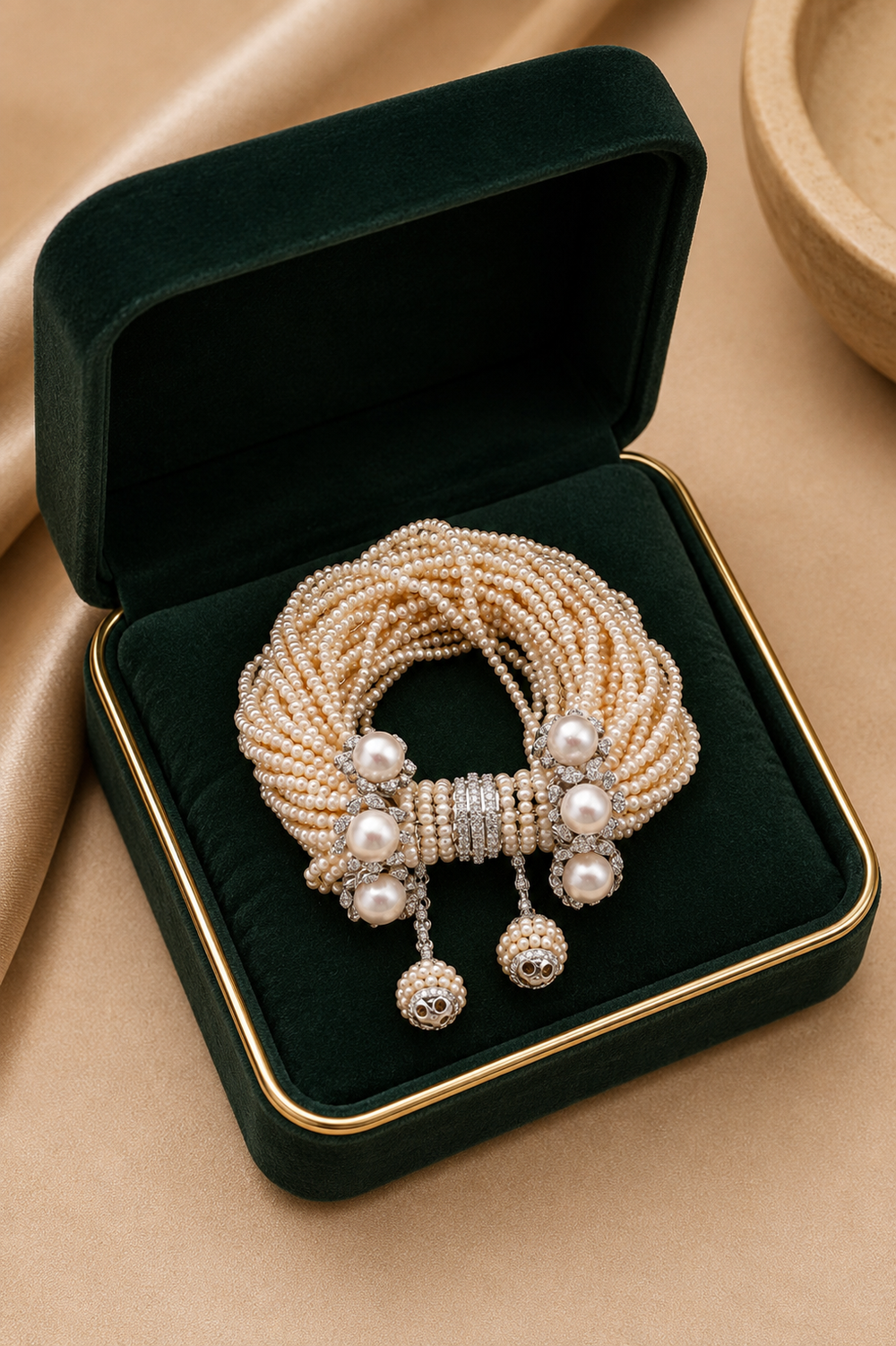 18K Yellow Gold Multi Strand Diamond Bracelet