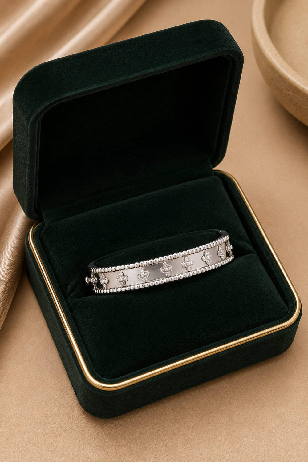 18K White Gold Diamond Crossover Cuff Bracelet