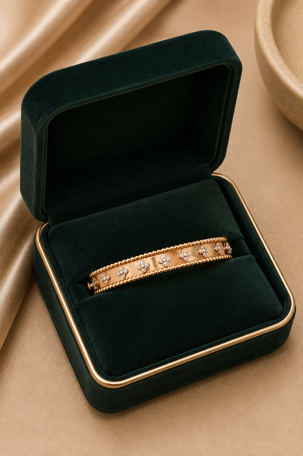 18K Yellow Gold Diamond Crossover Cuff Bracelet