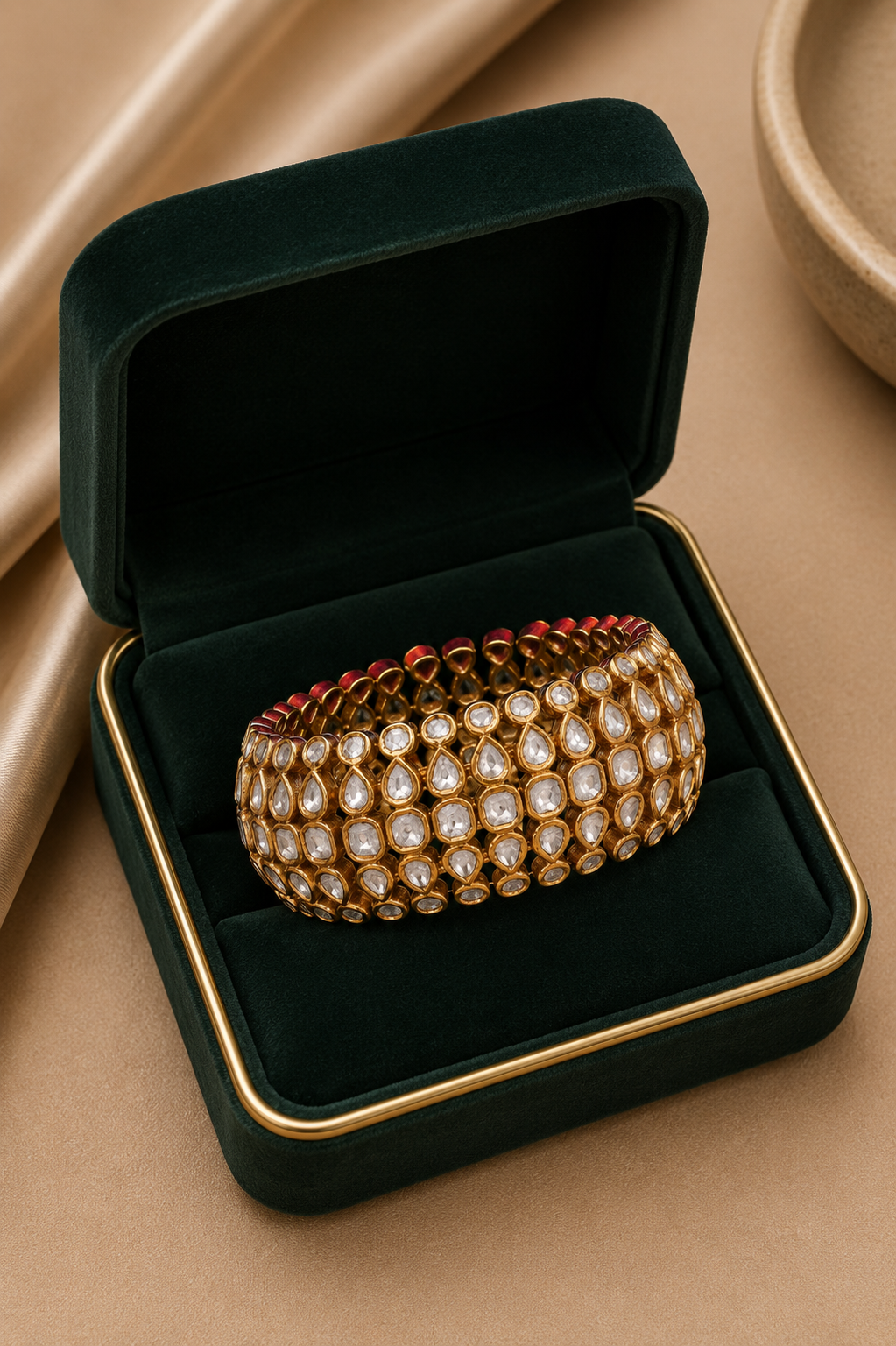 18K Gold Multi Row Gemstone Beaded Bracelet