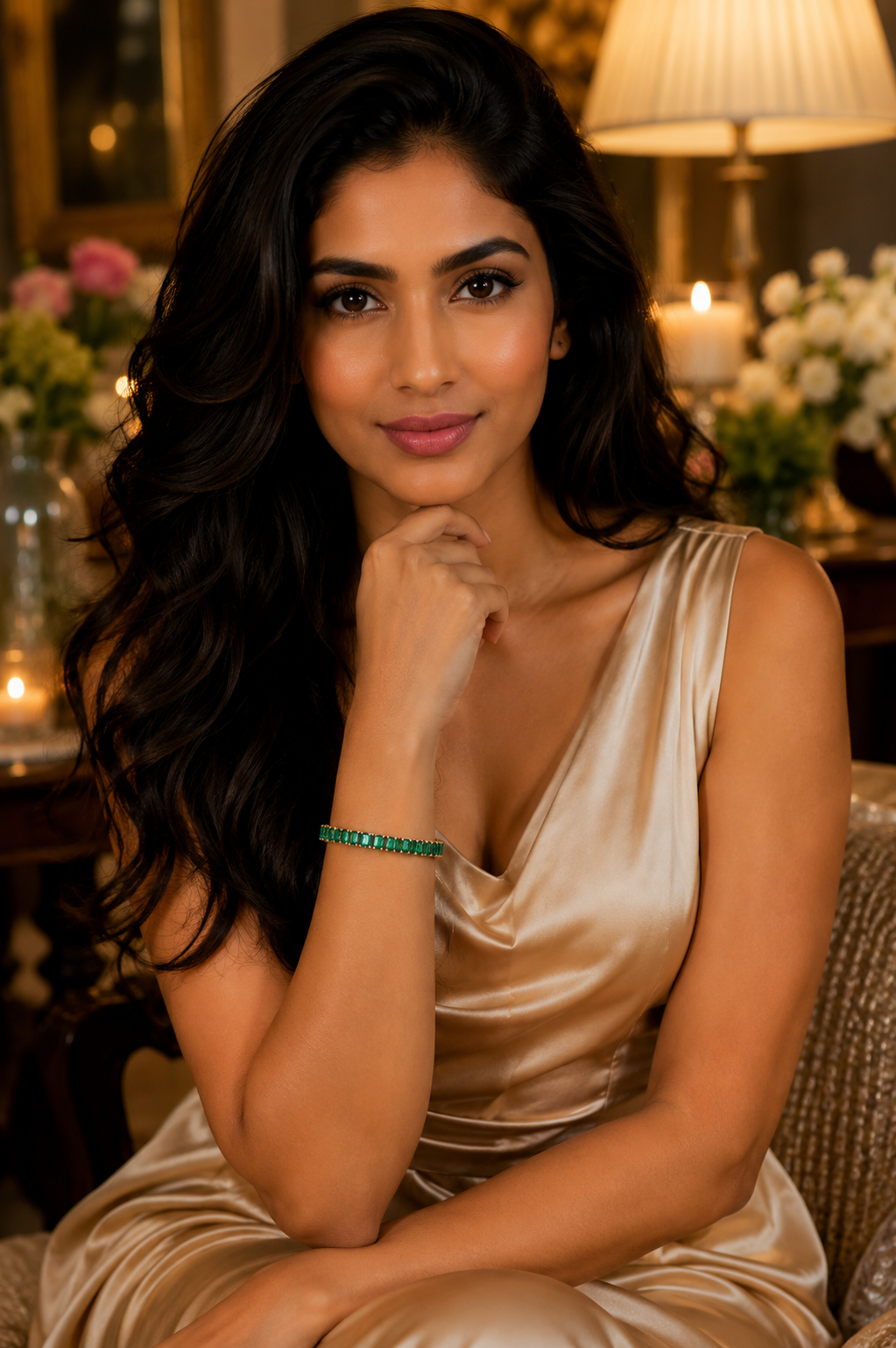 18K Yellow Gold Emerald Tennis Bracelet