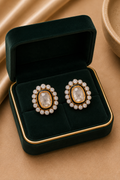 18K Yellow Gold Halo Diamond Stud Earrings