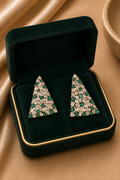 14K Gold Polki Diamond Emerald Drop Earrings