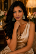 14K Gold Polki Diamond Emerald Drop Earrings
