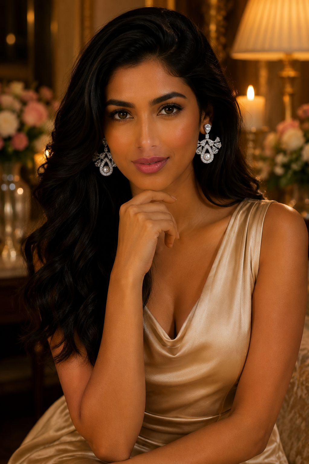 18K White Gold Diamond Drop Earrings