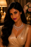 14K White Gold Pink Sapphire Diamond Necklace