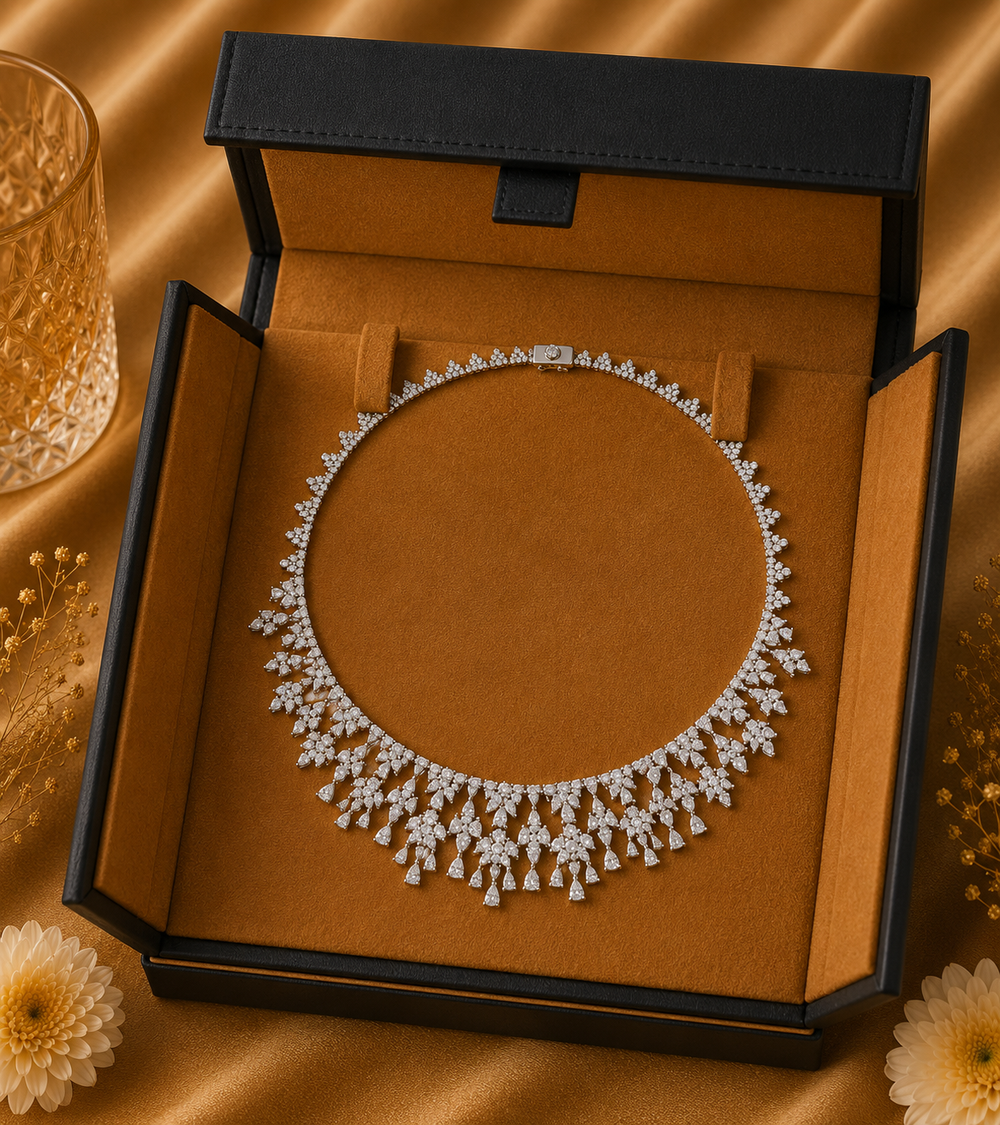 18K White Gold Diamond Statement Necklace