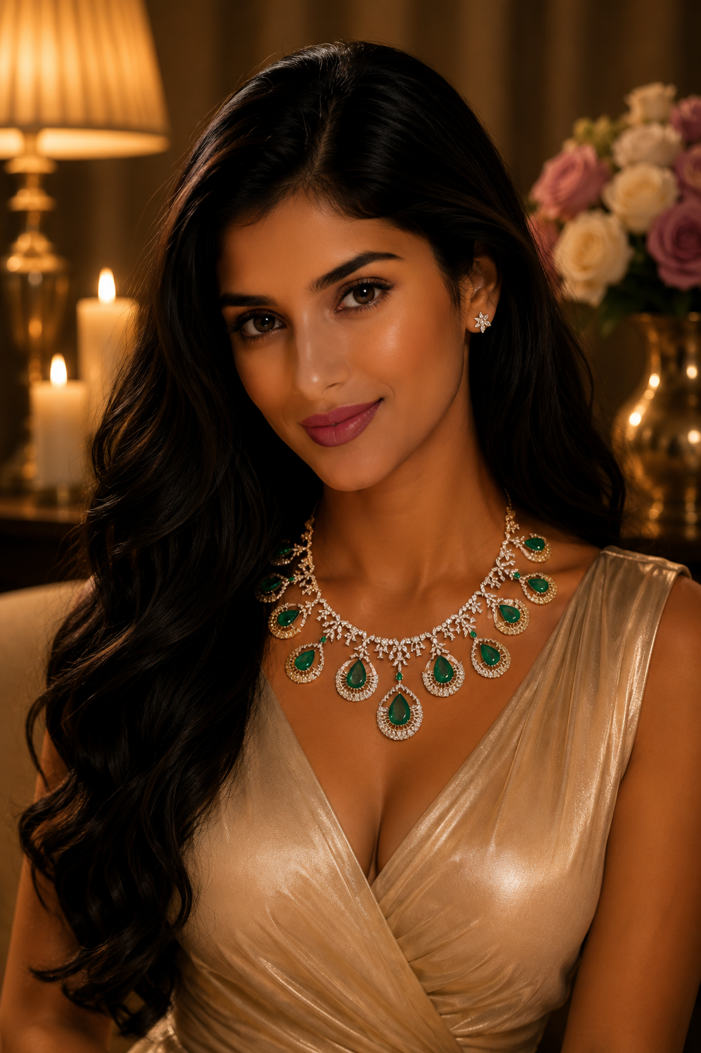 Emerald Diamond Statement Necklace in 18K White Gold | Luxury Fine Jewellery